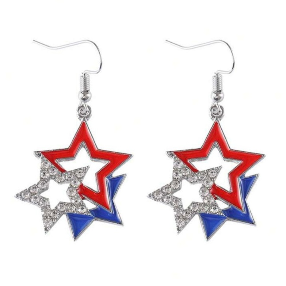 Red and Blue Star Earrings